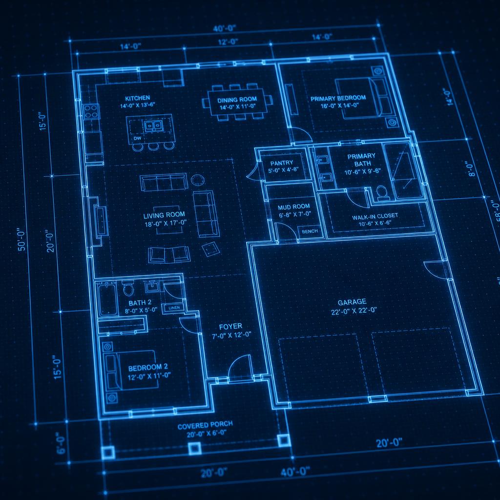 Blueprint details in a room planning workspace
